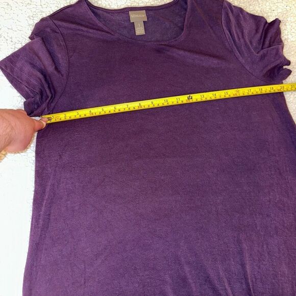 Chicos Asymmetrical Hem Tie Waist Purple Tee Size 1 (Medium) NWOT - Picture 7 of 9